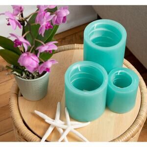 Spiral Light Candle Sea Glass 3x3 Round 20hr Burn -Brand New Small